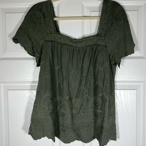 Olive green boho top